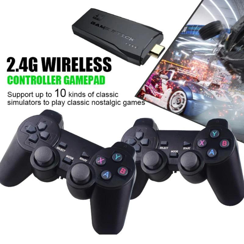 Videogame Stick 10mil Jogos 64gb 2 Controles Sem Fio Console Original Portátil Retro Antigo - Ômega Shop Online