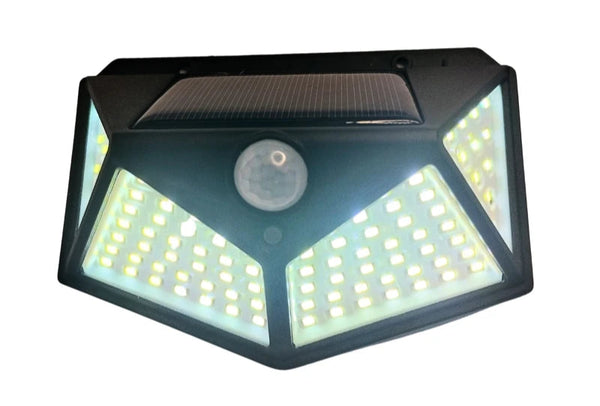 Foco LED solar de pared 100 LED + Sensor de presencia + Protección contra el agua - Ômega Shop Online