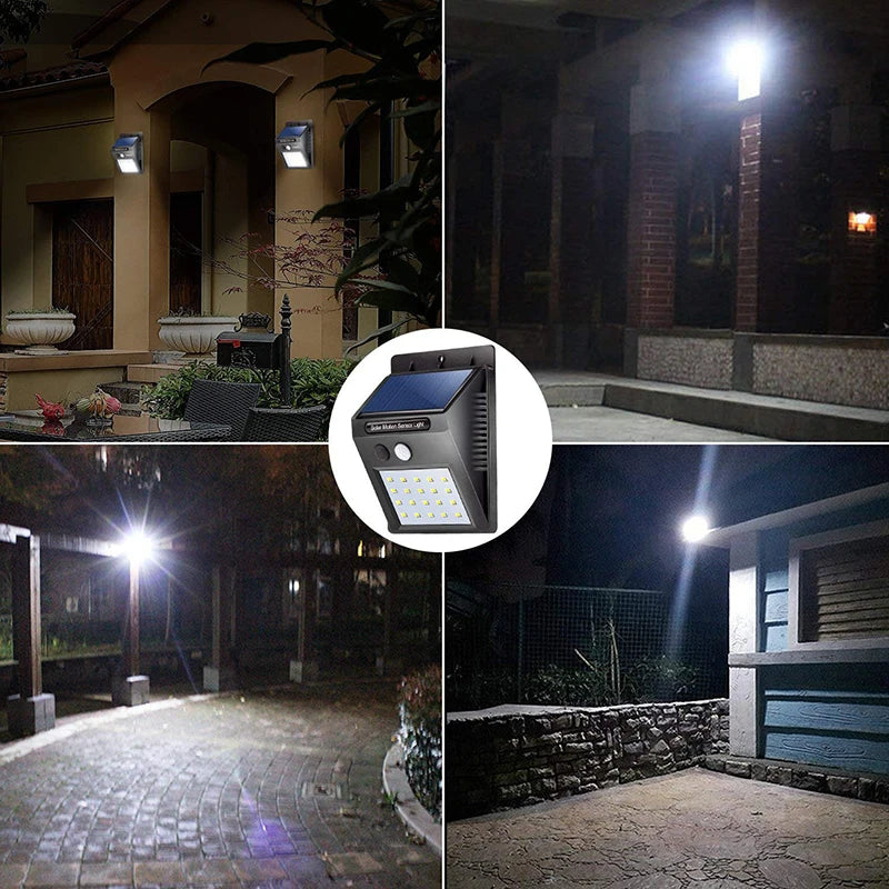 Foco LED solar con sensor de presencia automático 20LEDs Iluminación exterior - Ômega Shop Online