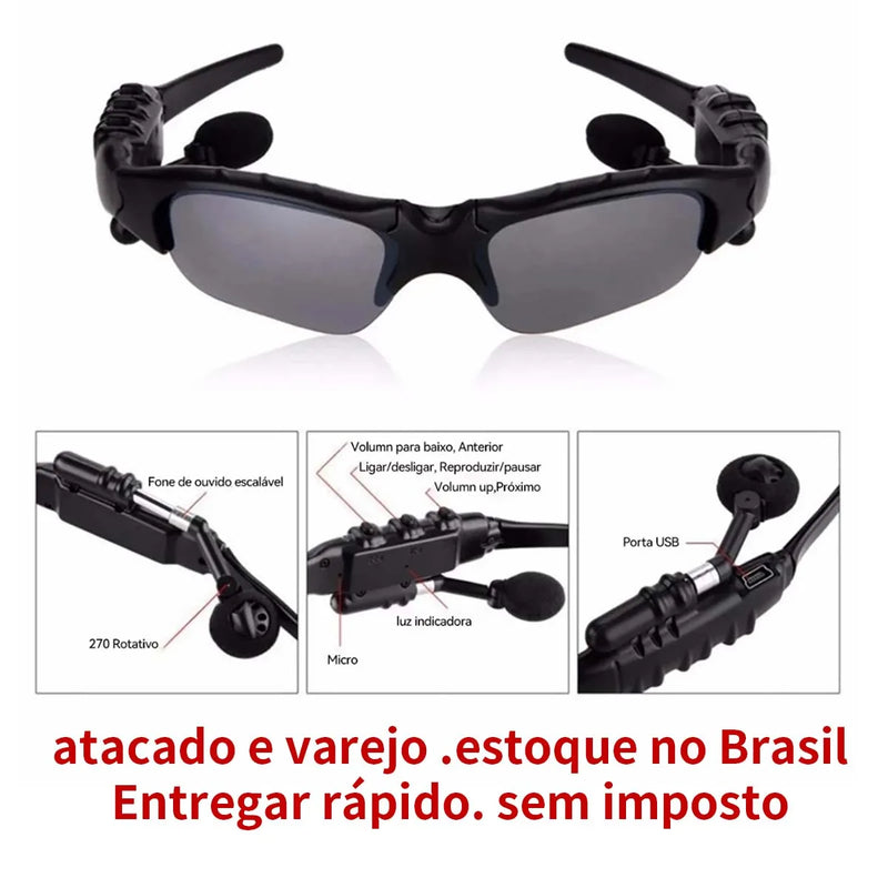 Óculos de sol Esportivo com fones de ouvidos BT Integrado - Ômega Shop Online