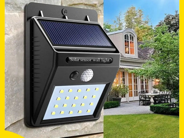 Foco LED solar con sensor de presencia automático 20LEDs Iluminación exterior - Ômega Shop Online