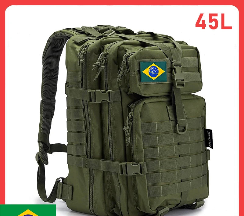 Mochila Tática Militar, Impermeável, 50L, Esportes, Acampamento, Caminhada, Trekking, Pesca, Caça, Assalto