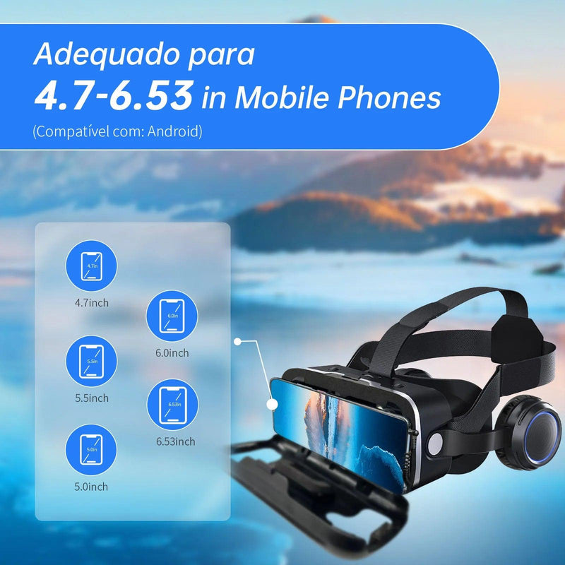 original vr shinecon 6.0 óculos de realidade virtual 3d vr capacete estéreo fone de ouvido com controle remoto para ios android - Ômega Shop Online