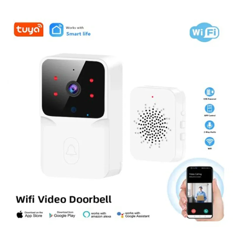 Vídeo Campainha Tuya Sem Fio HD Câmera PIR Detecção de Movimento IR Alarme Segurança Casa Inteligente Porta Campainha WiFi - Ômega Shop Online