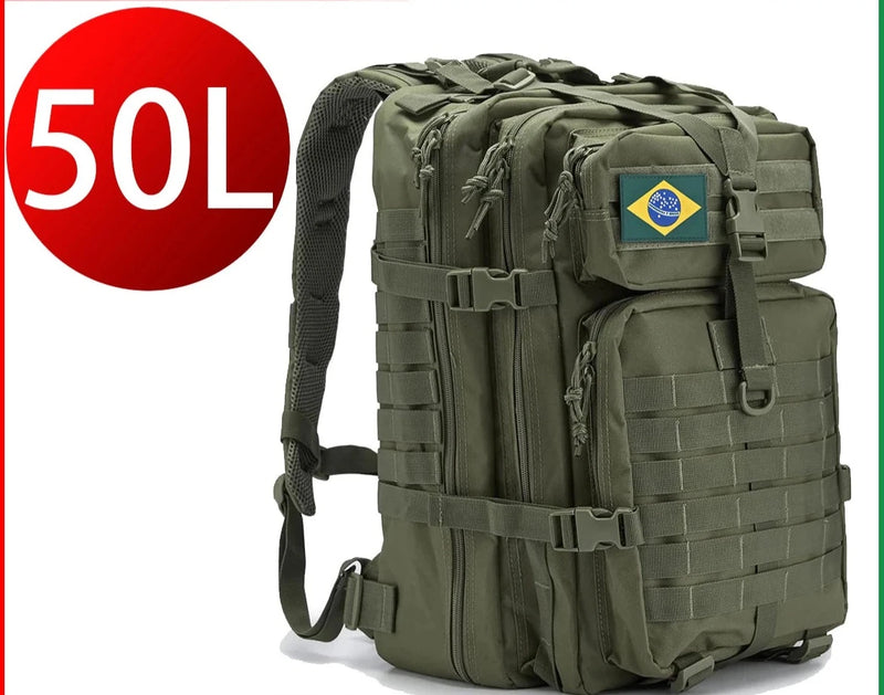 Mochila tática de nylon 50l, mochila militar, à prova d'água