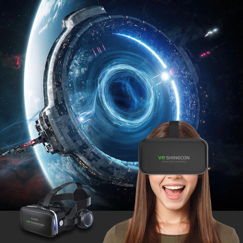 original vr shinecon 6.0 óculos de realidade virtual 3d vr capacete estéreo fone de ouvido com controle remoto para ios android - Ômega Shop Online